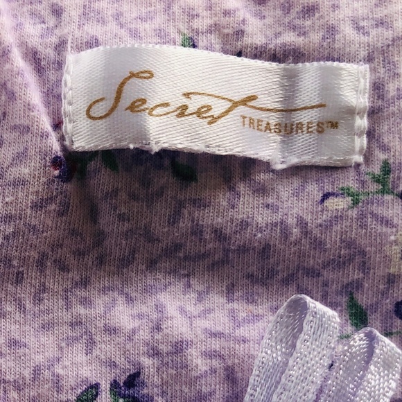 Nightgown Pullover Long Sleeve SECRET TREASURES Purple Floral Scoop Neck - Picture 2 of 9